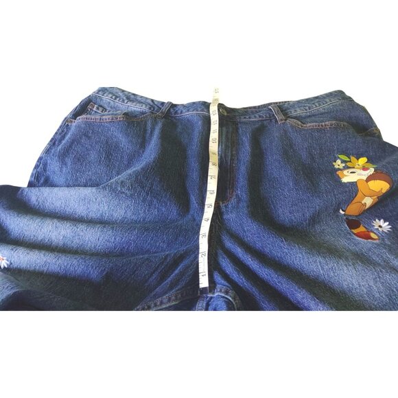Disney Her Universe Women's Size 20 Chip & Dale Embroidered Denim Mom Jeans NWT - Picture 13 of 15